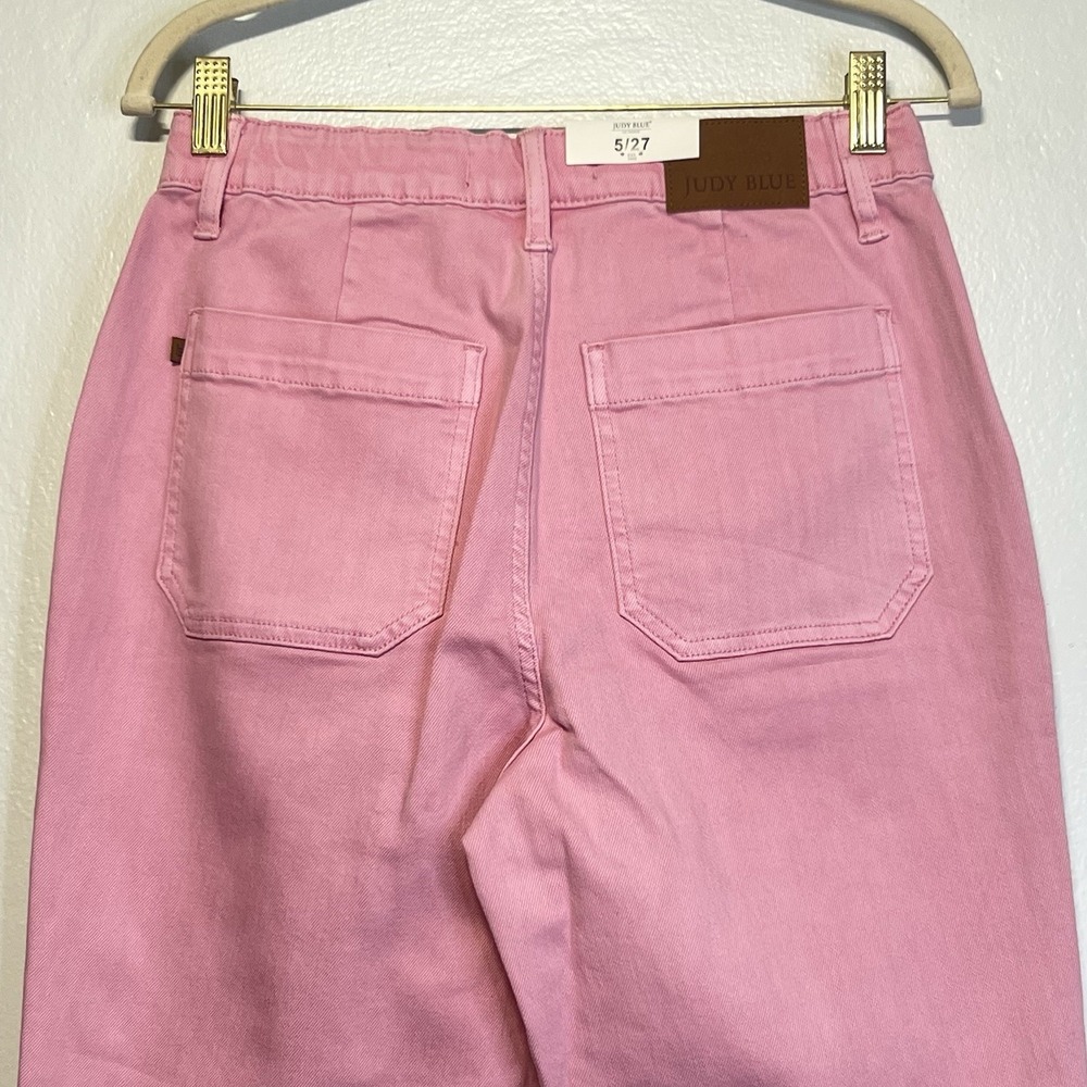 Judy Blue High Rise Garment Dyed Pink Denim Jogger Sz 5/27 Stretch - Picture 8 of 16